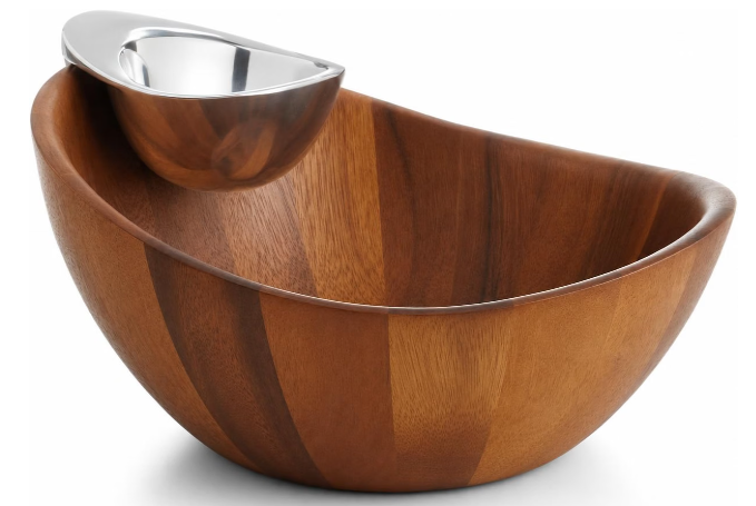 Nambe Harmony Chip and Dip Server – Acacia Wood & Metal Alloy