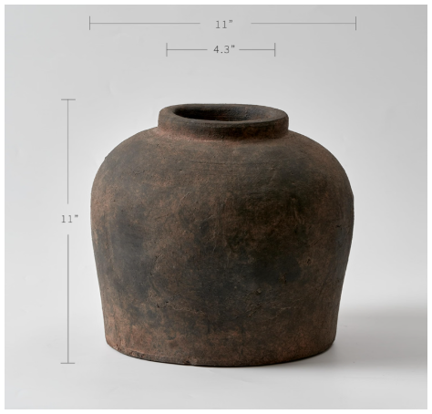 LB2 Brown Ceramic Large Vase 11" Tall | Zen Style Terra Cotta Pitcher | Farmhouse Decor