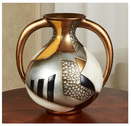 Touch of Class Earth's Essence Table Vase | Gold, Black, Amber & Silver | Geometric Decor