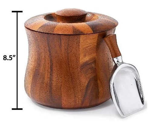 Nambe Nara Ice Bucket with Scoop & Lid | 8.5-Inch Acacia Wood Wine Cooler | Designed by Sean O'Hara