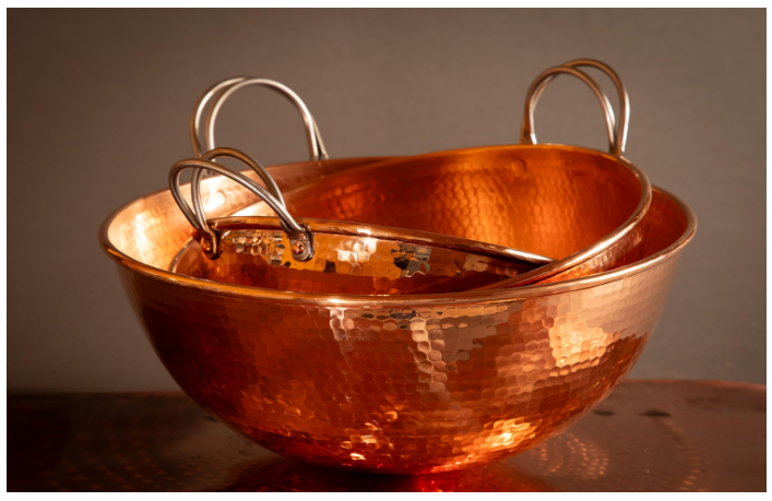 Sertodo Copper Hand Hammered Mixing Bowls with Handles | 3-Piece Set