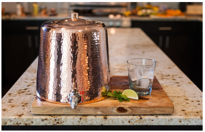 Sertodo Copper Niagara Water Dispenser | 2+ Gallon | Hand Hammered Pure Copper with Spigot