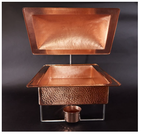 Sertodo Copper Rectangular Syracuse Chafer | Hand Hammered 100% Pure Copper | 8 Quart