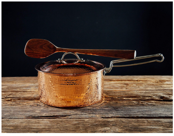 Sertodo Copper Sauce Pan with Lid | 2.5 Qt | Tin-Lined Pure Copper | Patented Handle