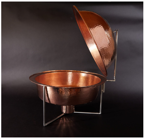 Sertodo Copper Round Byzantium Chafer | Hand Hammered 100% Pure Copper | 6 Quart