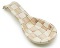 MACKENZIE-CHILDS Enamel Spoon Rest | Brown-and-White Mocha Check