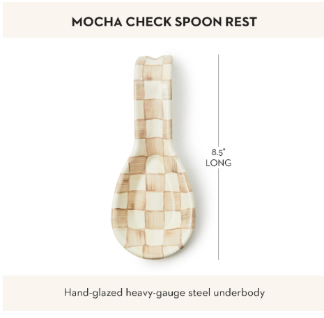 MACKENZIE-CHILDS Enamel Spoon Rest | Brown-and-White Mocha Check