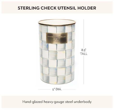 MACKENZIE-CHILDS Enamel Utensil Holder | Gray-and-White Sterling Check