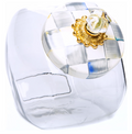 MACKENZIE-CHILDS Glass Cookie Jar with Lid | Gray-and-White Sterling Check
