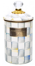 MACKENZIE-CHILDS Enamel Canister, Large | Gray-and-White Sterling Check