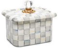 MACKENZIE-CHILDS Enamel Recipe Box | Gray-and-White Sterling Check