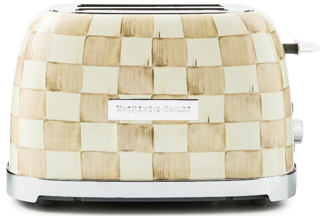 MACKENZIE-CHILDS 2-Slice Toaster | Brown-and-White Mocha Check