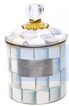 MACKENZIE-CHILDS Enamel Canister, Small | Gray-and-White Sterling Check
