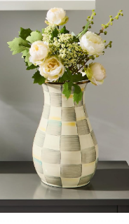 MACKENZIE-CHILDS Enamel Tall Vase | Gray-and-White Sterling Check