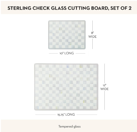 MACKENZIE-CHILDS Cutting Boards Set | Gray-and-White Sterling Check