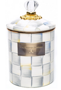 MACKENZIE-CHILDS Enamel Canister, Medium | Gray-and-White Sterling Check