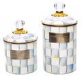 MACKENZIE-CHILDS Enamel Canister Bundle, Large & Small | Gray-and-White Sterling Check