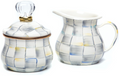 MACKENZIE-CHILDS Creamer and Sugar Bowl Set | Gray-and-White Sterling Check