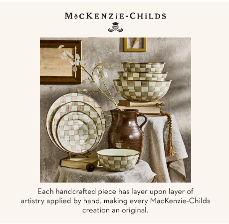 MACKENZIE-CHILDS Everyday Bowl, Large | Brown-and-White Mocha Check