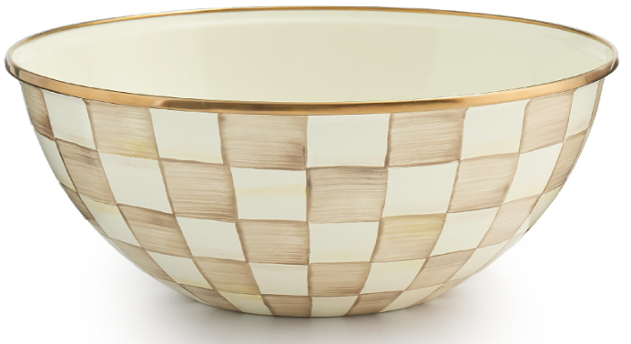 MACKENZIE-CHILDS Everyday Bowl, Large | Brown-and-White Mocha Check