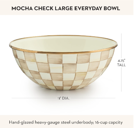 MACKENZIE-CHILDS Everyday Bowl, Large | Brown-and-White Mocha Check