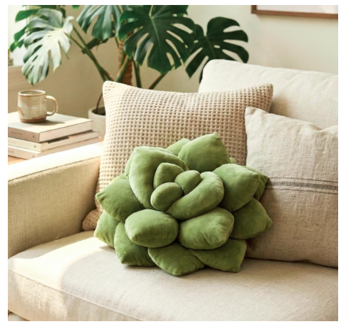 Green Philosophy Co. Succulent® Pillow | Olive Green | 16-Inch 3D Flower Throw Pillow