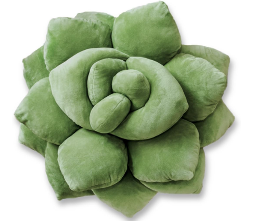 Green Philosophy Co. Succulent® Pillow | Olive Green | 16-Inch 3D Flower Throw Pillow