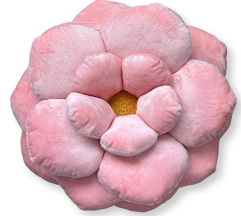 Green Philosophy Co. Camellia Plush Flower Pillow | Millennial Pink | Large 3D Throw Pillow