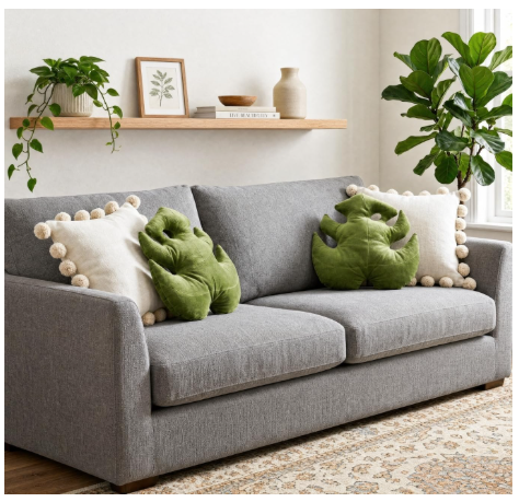 Green Philosophy Co. Leaf™ Pillow | Monstera Mossy Earth | 17x16-Inch