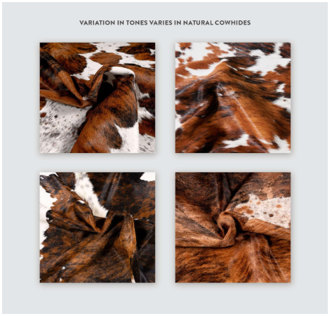 ecowhides Genuine Brazilian Cowhide Pillow Cover | Tricolor Brown, Black & White | 15x15-Inch