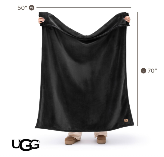 UGG Coco Throw Blanket | Cozy Throw for Sofa & Bed | 50x70-Inch | Black (Ink)