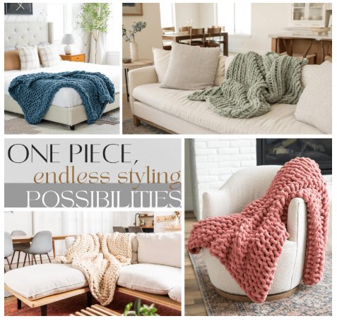 SAMIAH LUXE Chunky Knit Throw Blanket | 8 lb | Buttercream Cream | 50x70-Inch