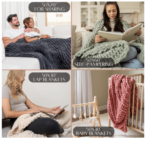 SAMIAH LUXE Chunky Knit Throw Blanket | 8 lb | Buttercream Cream | 50x70-Inch