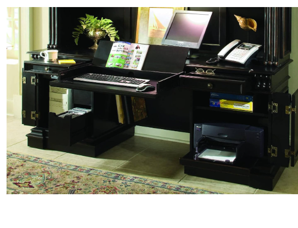 Luxury Home Office Credenza Desk | Storage & Style | Hooker Furniture Telluride Black