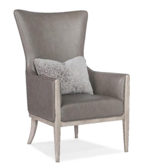 Gray Leather Club Chair with Accent Pillow | Home Office Seating | Hooker Furniture Kyndall