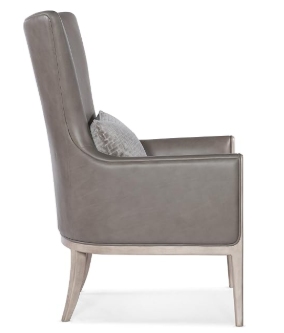 Gray Leather Club Chair with Accent Pillow | Home Office Seating | Hooker Furniture Kyndall