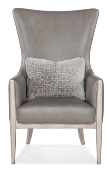 Gray Leather Club Chair with Accent Pillow | Home Office Seating | Hooker Furniture Kyndall