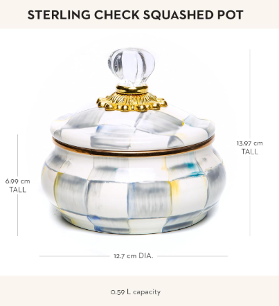 MACKENZIE-CHILDS Enamel Squashed Pot | Gray-and-White Sterling Check
