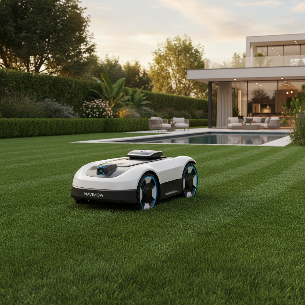 Segway Navimow X430 robotic lawn mower on a lush green lawn