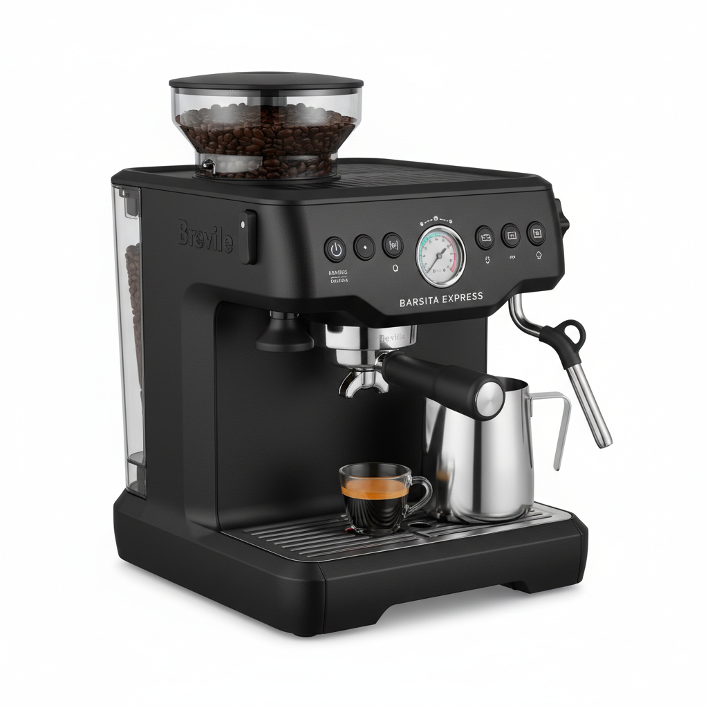 Breville BES870BTR Barista Express Espresso Machine in Black Truffle finish