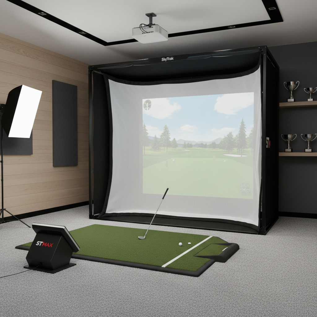 SkyTrak ST MAX Golf Simulator Standard Studio Package Complete Home Golf Simulator