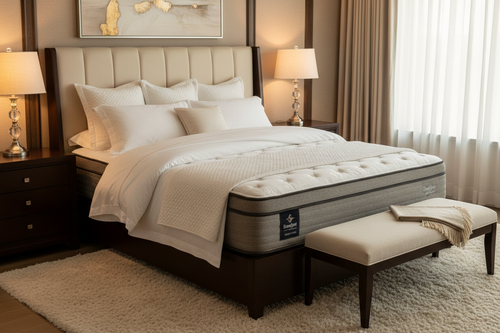 Beautyrest World Class Level Four Plush 15.25 inch King Mattress in a luxury bedroom